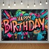 Graffiti Happy Birthday Banner Birthday Party Splatter Graffiti Birthday Decoration