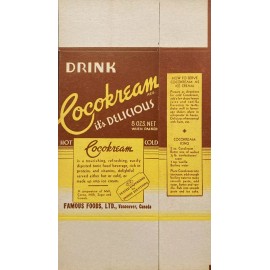 Cocokream Vintage 1950s Drink More Cocokream It's Delicious Box - Vancouver, Canada "NOS"