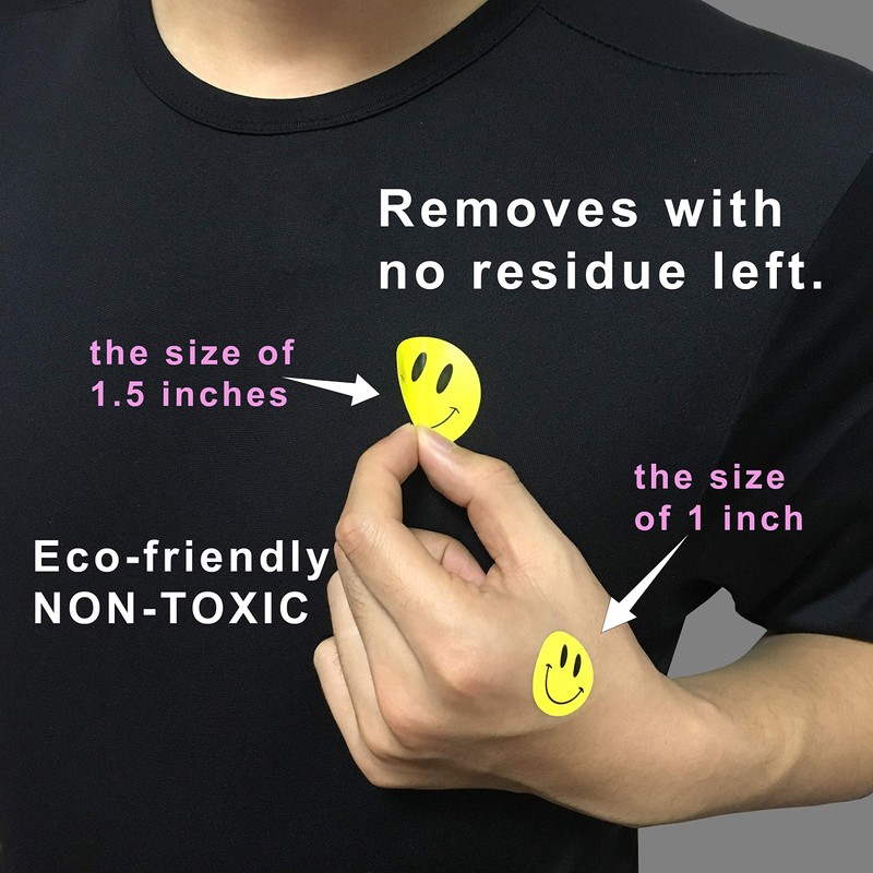 Hcode Happy Face Paper Stickers, 1 Inch Yellow, 500 Pieces