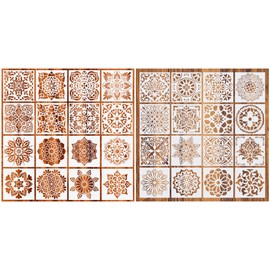 32 Pcs (6 x 6 Inch) Reusable Stencils, Mandala Stencils Mandala Dot Painting Stencils for Painting Art Scrapbook Templates (white-32pcs)