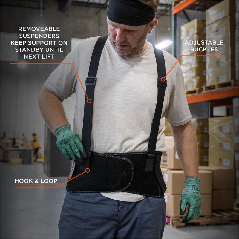 Ergodyne ProFlex 1650 Back Support Belt, 7.5" Elastic, Adjustable, Removeable