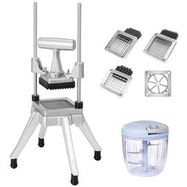 BotaBay Commercial Vegetable Fruit Chopper W/6-Wedge Slicer&1/4″&3/8″&1/2" Blade Professional Food Dicer French Fry Cutter Onion Slicer Stainless Steel For Tomato Peppers Potato Mushroom
