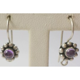 unbranded Vintage Pair Sterling 925 Purple Amethyst French Hook Connector Earring 1.9G