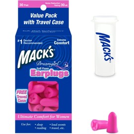 MACK'S Women's Max Dream Girl Soft Foam Ear Plugs for Fine Ear Canal and Sensitive Earplugs (30 Pairs (Case Included)