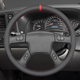 MEWANT DIY Black Artificial Leather Steering Wheel Cover for Silverado 1500 2500HD Classic Trailblazer