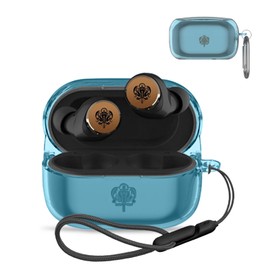 for AVIOT TE-V1R-HEN Case Cover,NOUKAJU Wireless Earphone TPU Protective Cover (with Carabiner + Lanyard) Drop-Proof,Scratch-Proof,Shock-Proof,(Blue)