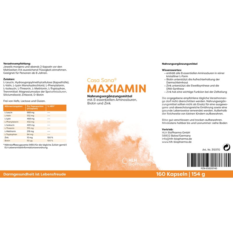 Casa Sana Maxiamine, 160 Capsules - Amino Acids - BCAA