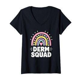 Womens Derm Squad Rainbow Dermatologist Team Dermatology V-Neck T-Shirt
