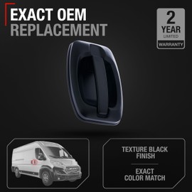 Exterior Front Passenger Door Handle - Compatible with 2014-2021 Dodge RAM Promaster 1500, 14-21 Promaster 2500, 14-21 Promaster 3500 - Textured Black, No Keyhole - OEM 5RJ91JXWAA, 15710