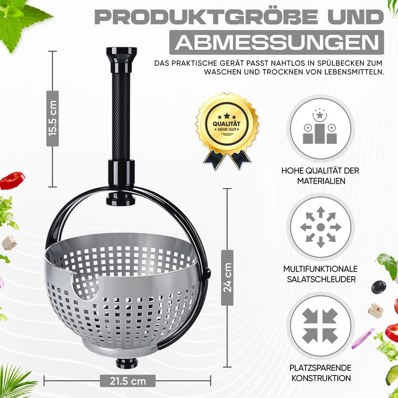 WoonFux® Salad Spinner with Practical Folding Handle - Salad Spinner