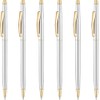 LPYITKOOD Metallic Retractable Ballpoint Pens, Slim, Silver 6 PCS