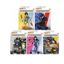 Hot Wheels Overwatch Car Series Die‑Cast 5‑Pack Bundle– Tracer, Soldier:76, Reinhardt, D.Va & Roadhog | Licensed Blizzard Collectible | 1:64 Scale