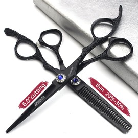 6/7 Inch Professional Hairdressing Scissors, Haircut, Rose Pattern, Hairdressing Scissors, Styling Tools, Japanese Stainless Steel Scissors Set (6 Inches, 2pc-B)