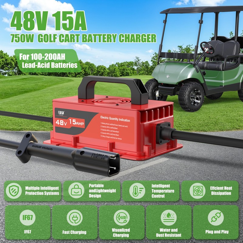 10L0L 48V 15 Amp Golf Cart Battery Charger for Yamaha