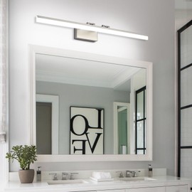 Solfart 39.4 Inch 5 Color Temperature Dimmable Brushed Nickel Bathroom Vanity Light Over Mirror Modern Bathroom Lights