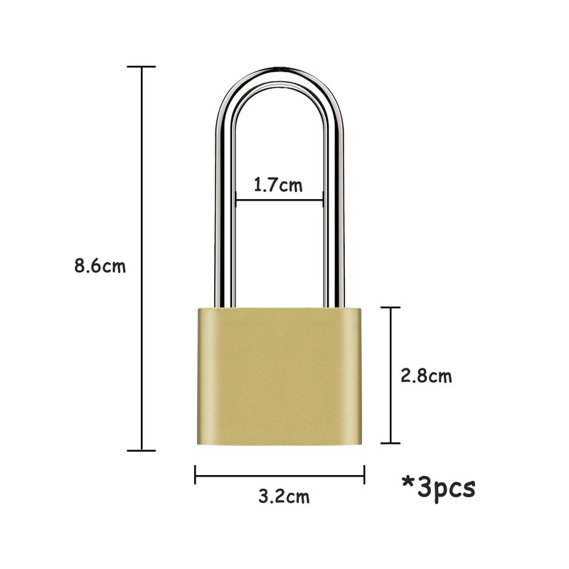 Nutabevr Pack of 3 32 mm Long Bar Padlock, Weatherproof