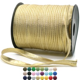 Gold Satin Piping Trim - 10 Yards - 25+ Colors - Satin Shiny Double Fold Piping Bias Tape Binding Lip Cord Welting Cord with Spool for Sewing Clothing Trimming Upholstery SP264610…