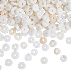 PandaHall White Shells for Jewellery Making Kit for Adults - White Seashells Beads Beach with 7.5 m Stretch Cord - Natural Shell Beads for Bracelets, Necklaces, Chokers and Anklets