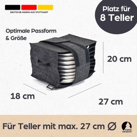 Tanndesign - Tellerhalter aus recycelten Plastikflaschen für 8 Teller (grau) - Geschirr-Aufbewahrung Organizer für Schublade, Wohnmobil (Camping), Regal & Schrank - Geschirrhalter Ordnungssystem