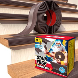 Stair Edge Protector 24 Ft - Brown Rubber Edge Trim for Steps - Vinyl Stair Nose Molding - Rubber Nose Trim - Fit for Indoor and Outdoor - Non Slip and Waterproof