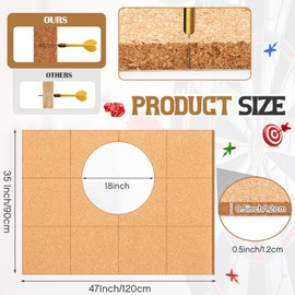 Threehoney 12 Pcs Easter Party Game Accessories Extended Length Cork Dart Board Wall Protector for Professional 17.75 and 18 in Dart Backboard for Dart Board Area (47 x 35 x 0.5 Inches)