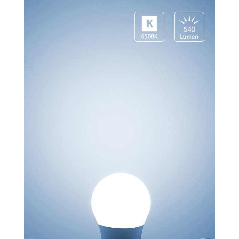 QNINE 𝐄𝟐𝟕 Screw Bulb, Cool White, 𝟔𝟓𝟎𝟎𝐊, 540lm, 𝟔𝐖 (𝟔𝟎𝐖