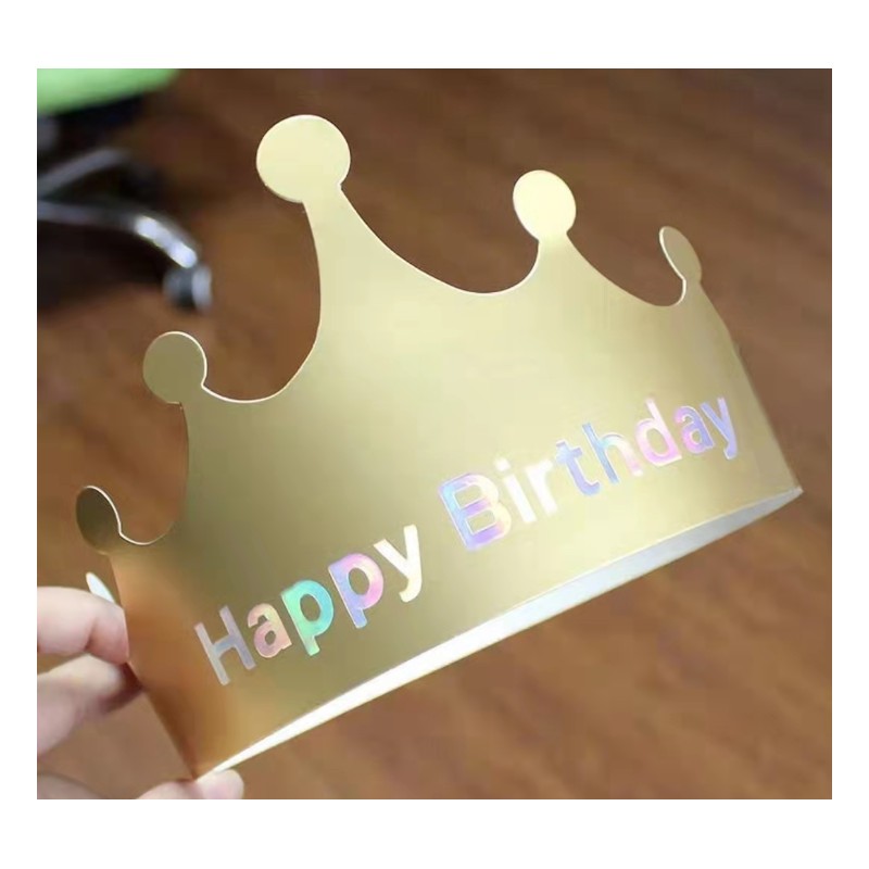 5 Quality Birthday Party Hat Shiny Gold Adjustable Birthday Hat