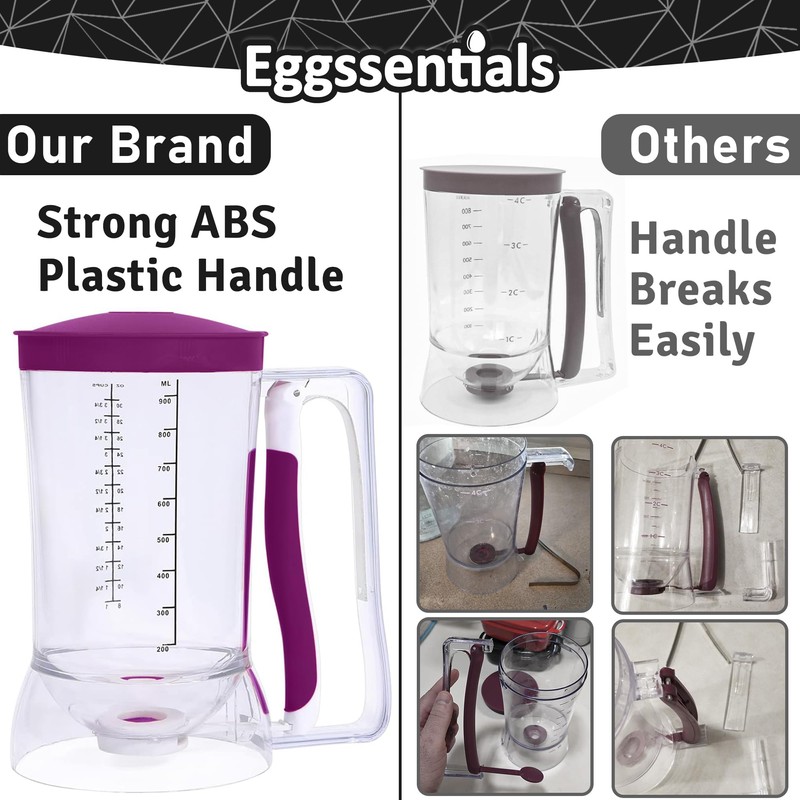 Eggssentials – Batter Dispenser Mess-Free, Squeeze Handle, Cupcakes, Waffles &
