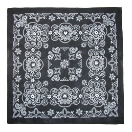 27 Inch Extra Large Cotton Paisley Bandana (Pack of 6), Black