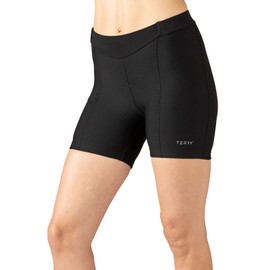 Terry Touring Bike Shorts Womens Padded Bike Shorts 5" Inseam Shorts for Women Cycling Compression Pockets Leg Grippers - Black, Small