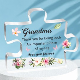 HULALA Grandma Gifts Acrylic Puzzle Plaque For Grandmother Mothers Day Birthday Christmas From Grandchildren Thank You For Being Such An Important Piece Of My Life Love You Forever