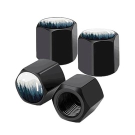 Tire Valve Stem Caps 4 Pack, Car Wheel Stem Caps,Aluminum Air Valve Covers Universal Fit for Cars, SUVs,Trucks, Bikes, and Motorcycles(Forest Mountain)