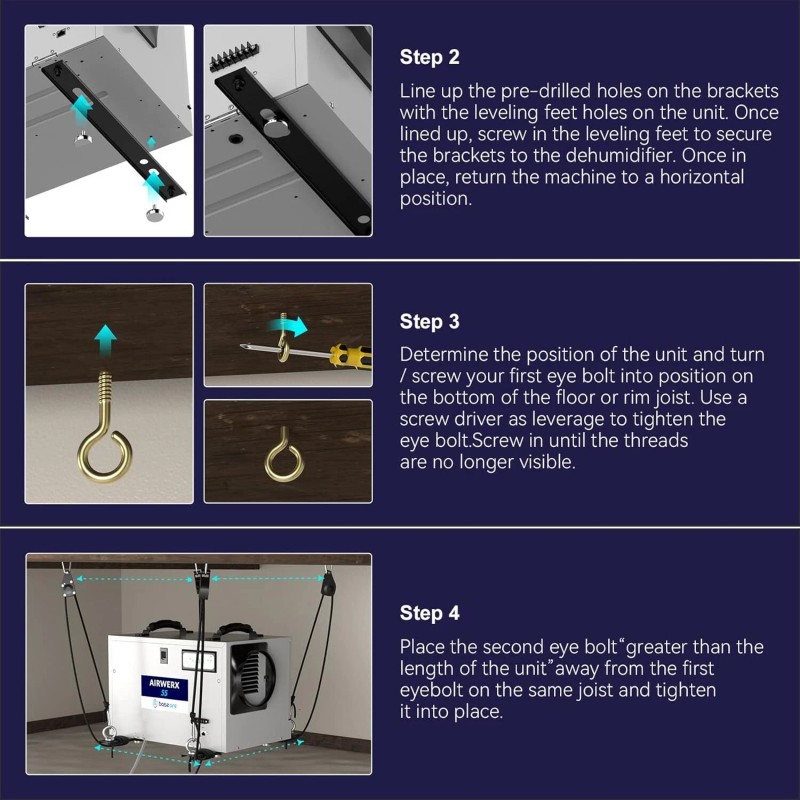 BaseAire Dehumidifier Hanging Kit for Crawl Space & Basement Dehumidifiers