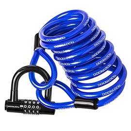 DocksLocks Anti-Theft Weatherproof Coiled Security Cable with Reinforced Looped Ends and Short Shackle U-Lock 5ft