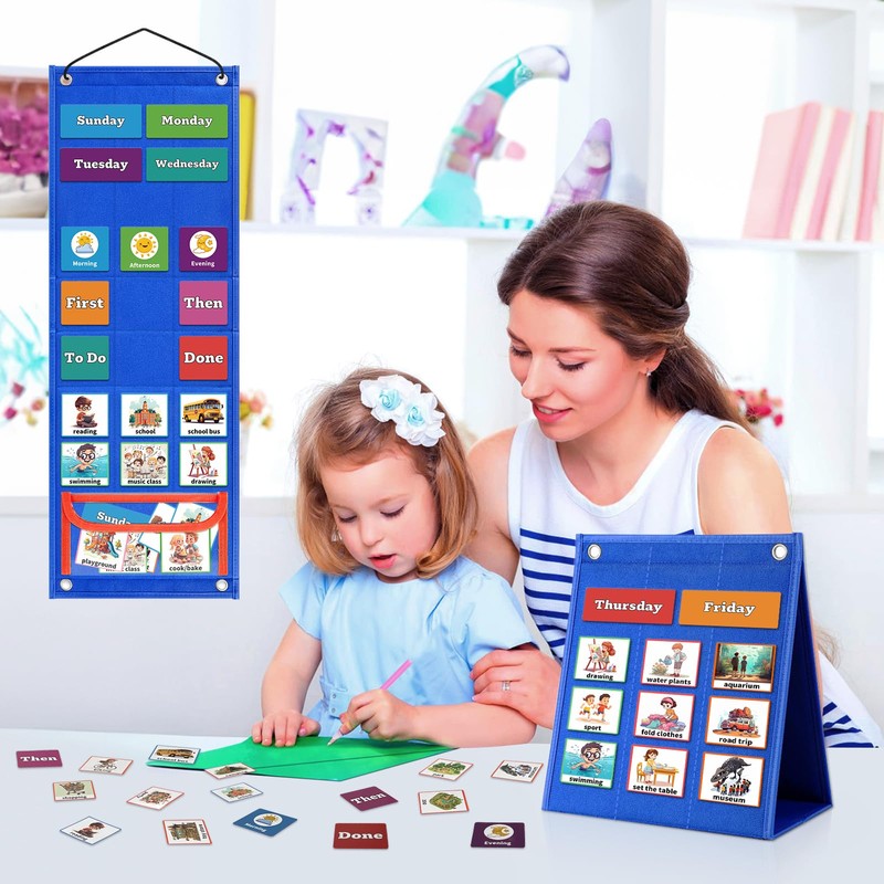 PITCOTT Visual Schedule for Kids Chore Chart，103 Daily Schedule Board