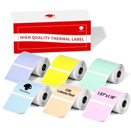 Phomemo Sticker Labels 1.57"x1.18"(40x30mm) 6 Rolls, for M110/M110S/M120/M200/M220 Printer - Pink/Blue/Khaki/Green/Yellow/Purple, for Small Business, Home, Office, 230 Labels/Roll