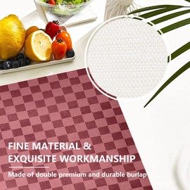 BaoNews Red Pink Checkered Placemats,Rows of Dark Red and Light Pink Squares Place Mats for Dining/Kitchen Table Waterproof Washable Linen Heat Insulation Dinner Table Mats 12x16 in 4 PCS