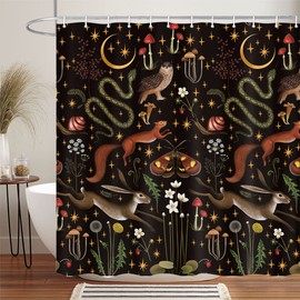 Fairy Rustic Forest Shower Curtain for Bahtroom, Country Woodland Wild Animals Butterfly Mushroom Set Hunting Shower Curtain, Farmhouse Rustic Cabin Lodge Shower Curtain Set with Hooks 70X84IN