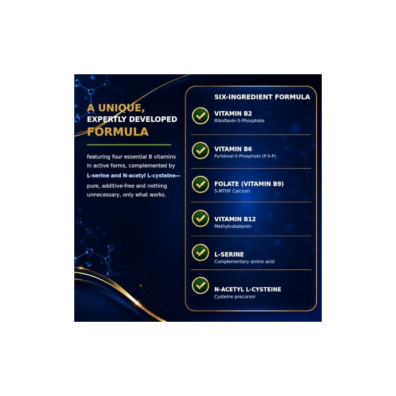 Activated B-Complex + L-Serine, N-Acetyl L-Cysteine Advanced Formula 120 Vegan
