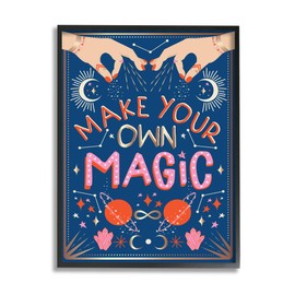 Stupell Industries Make Your Magic Phrase Fashion Hands and Constellations, Design by Hannah Heemsbergen Black Framed Wall Art, 16 x 20, Blue