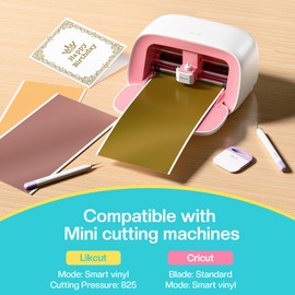 LIKCUT 5.5" x 12" Smart Permanent Vinyl - Multi-Color Vinyl Pack Compatible with Cricut Joy, Removable Adhesive Vinyl for Party Decor, Label Making and Home Crafting, Accessories