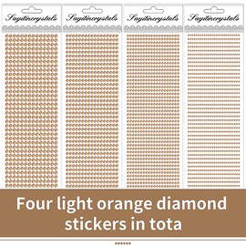 Light Orange Face Gems Eye Jewels Rhinestones Crystals Stickers 3/4/5/6mm with Rhinestones Stickers for Body, Stick on Face Eye Hair Nails Makeup Glue for Make up and Craft Decor 3090PCS