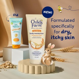 Childs Farm OatDerma Body Moisturiser, Fragrance Free, Soothing Hydration, Sensitive Skin, Emollient, Baby, Kids, 200ml