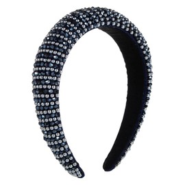 scicent Bridal Hair Accessories for Women Sparkly Jeweled Beaded Hair Band White Pearl Embellished Headband for Girls' Hair Sponge Padded Head Band Glitter Sparkly Hairband for Party Wedding - 27815