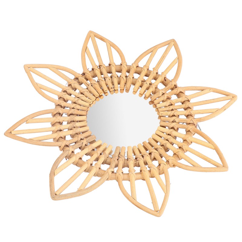 Rattan Innovative Art Decoration Makeup Mirror Retro Dressing Bathroom Wall