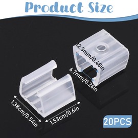Sliverdew Pack of 20 Waterproof LED Light Strip Clips, LED Neon Mounting Clips, LED Strip Mounting Bracket Clips, Fits 10mm to 12mm LED Strip Bracket with Screws, Translucent