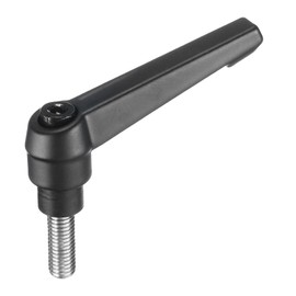 sourcing map Adjustable Clamping Lever Handle M8 x 20mm Metric 304 Stainless Steel Male Threaded Stud Hand Knobs Push Button Ratchet Rotating Screw Handles Bolts with Locking Lever Black
