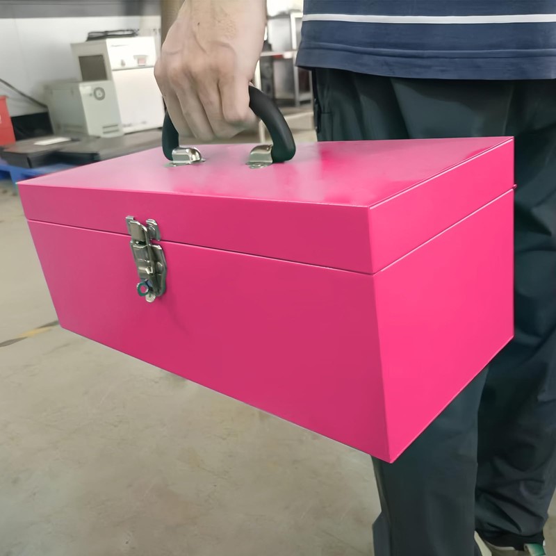16" Portable Metal Toolbox Large Tool Box 18-Gauge Fishing Tackle