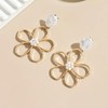 Hollow Flower Pearl Earrings for Women Elegant Dangle Drop Jewelry