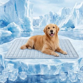 Cooling Mat for Dogs，44"X32" Extra Large Pet Pad，Q-Max>0.5 Rapid Cooling Dense Weave Fabric，Washable Kennel Mat with Non-Slip Bottom (Light Blue, XL)